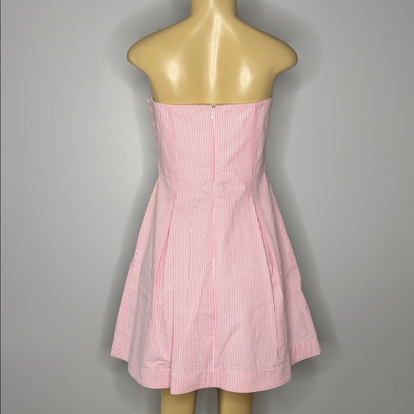Lilly Pulitzer Ferra Hotty Strapless Pink Seersucker Summer Dress Size 4 - Picture 4 of 8